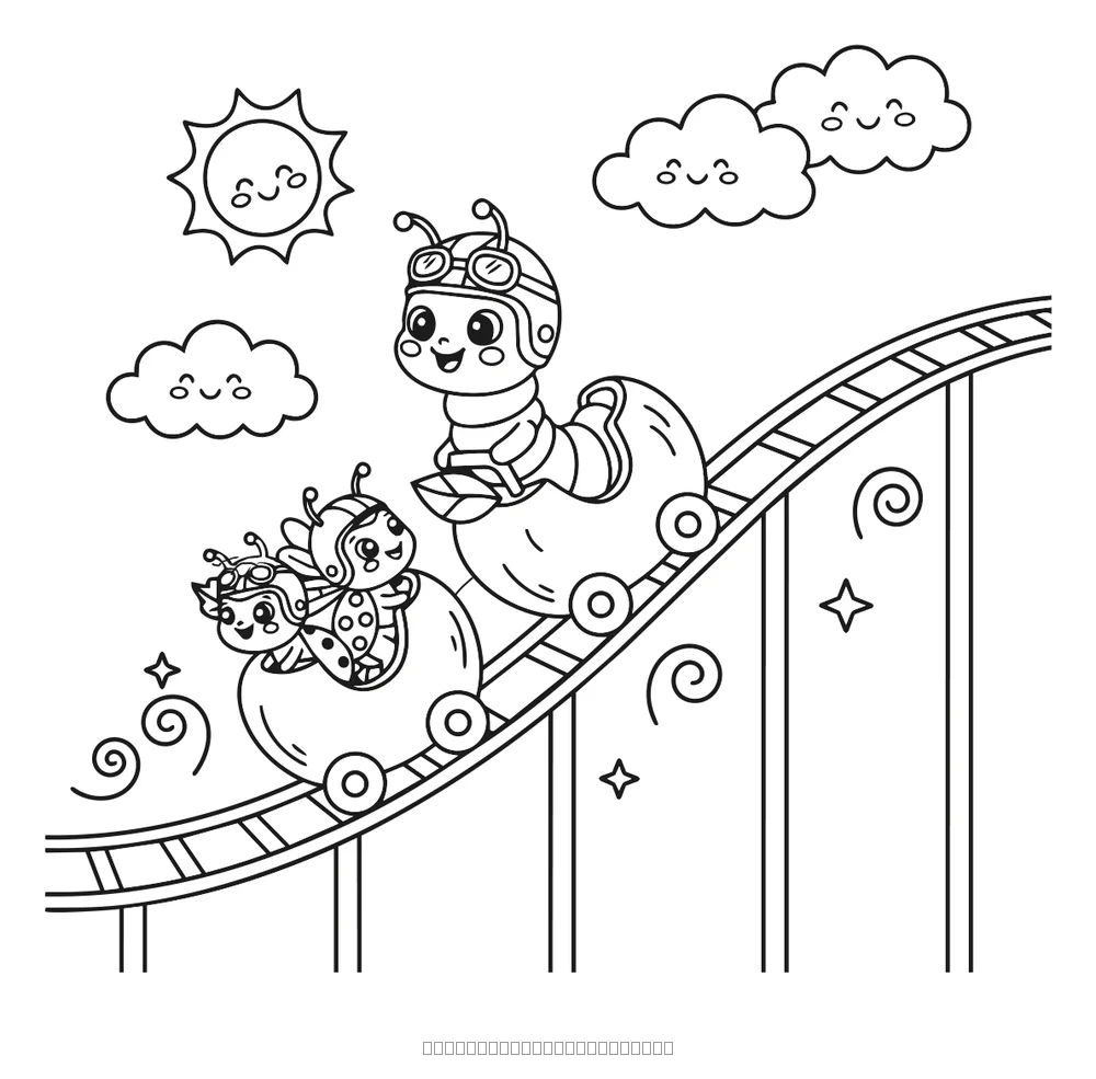 La chenille fait des montagnes russes — coloriage à imprimer