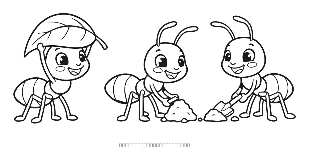 Les fourmis travaillent — coloriage à imprimer