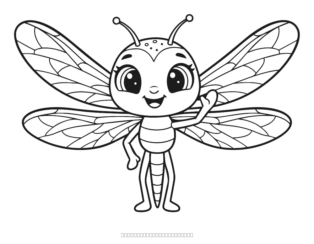 La libellule fait coucou — coloriage à imprimer