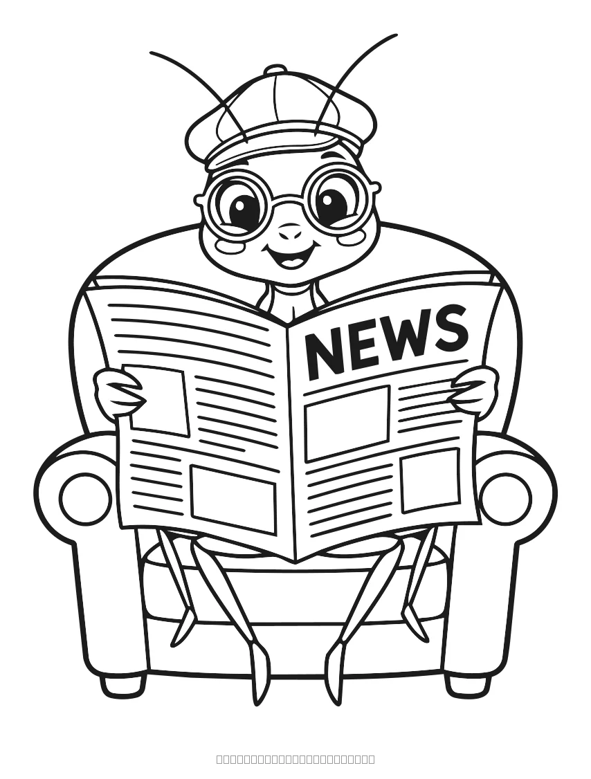 La mante religieuse lit le journal — coloriage à imprimer
