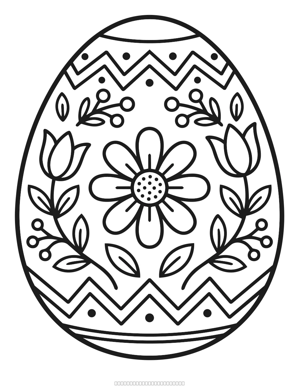 Coloriage œuf de pâques à la fleur à imprimer