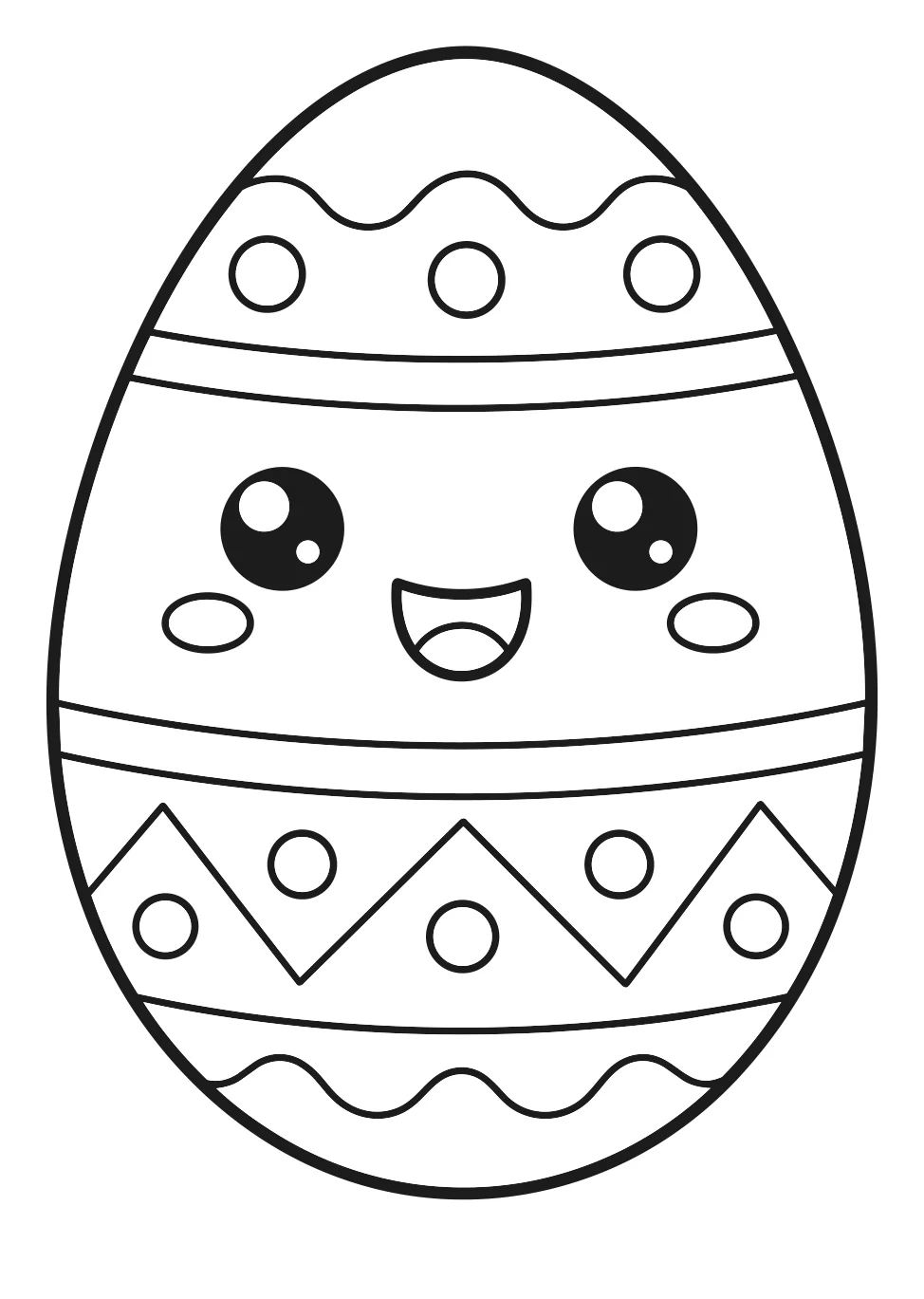 Coloriage œuf de pâques tout souriant à imprimer