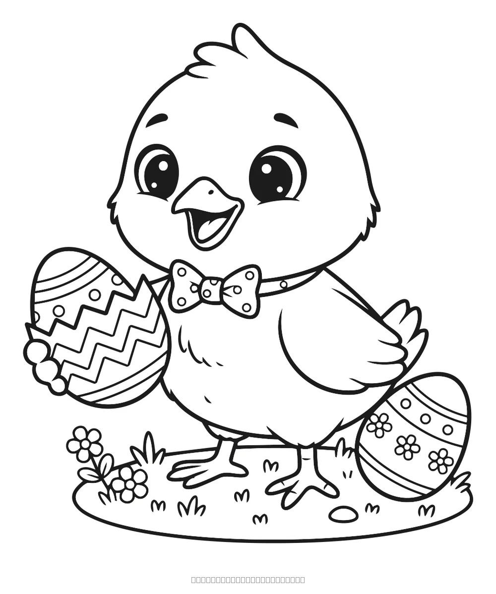 Chick with an Easter egg — printable coloring page